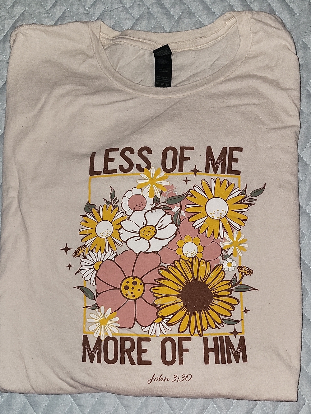 "Less of Me More of Him" Floral Graphic Tee - Cream & Yellow